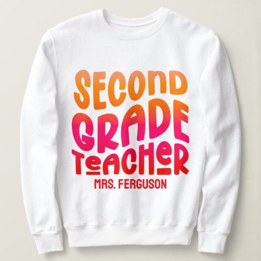 2nd Grade Teacher Orange Red Ombre Typography Trui (Design voorkant)