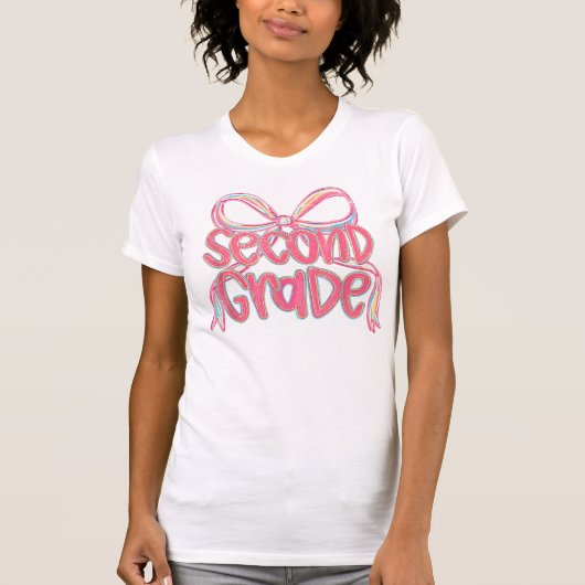 2nd Grade Teacher Pencil Coquette Bow T-shirt (Voorkant)