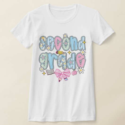 2nd Grade Teacher Pencil Coquette Bow T-shirt (Laagn)