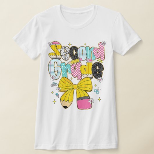 2nd Grade Teacher Pencil Coquette Bow T-shirt (Laagn)