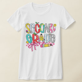 2nd Grade Teacher Pencil Coquette Bow T-shirt