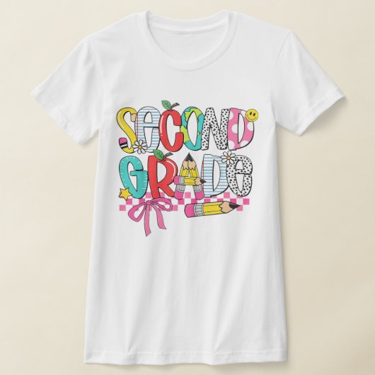 2nd Grade Teacher Pencil Coquette Bow T-shirt (Laagn)
