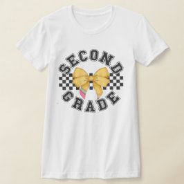 2nd Grade Teacher Pencil Coquette Bow T-shirt