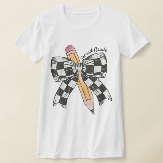 2nd Grade Teacher Pencil Coquette Bow T-shirt (Laagn)