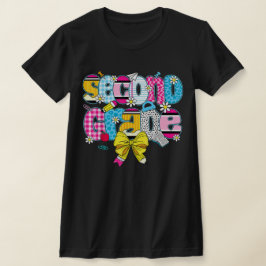 2nd Grade Teacher Pencil Coquette Bow T-shirt