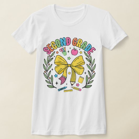 2nd Grade Teacher Pencil Coquette Bow T-shirt (Laagn)