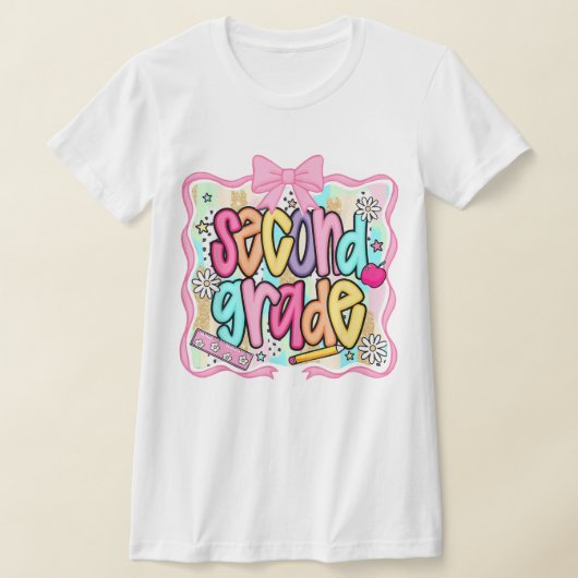 2nd Grade Teacher Pencil Coquette Bow T-shirt (Laagn)