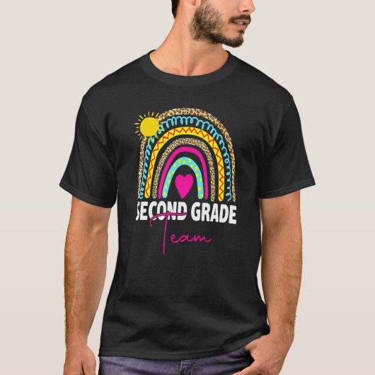 2nd Grade Teacher Rainbow Back To School Hello Sec T-shirt (Voorkant)