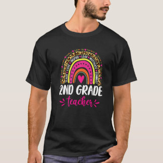 2nd Grade Teacher Rainbow Leopard Back To School T-shirt