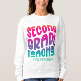 2nd Grade Teacher Rainbow Ombre Typography Trui