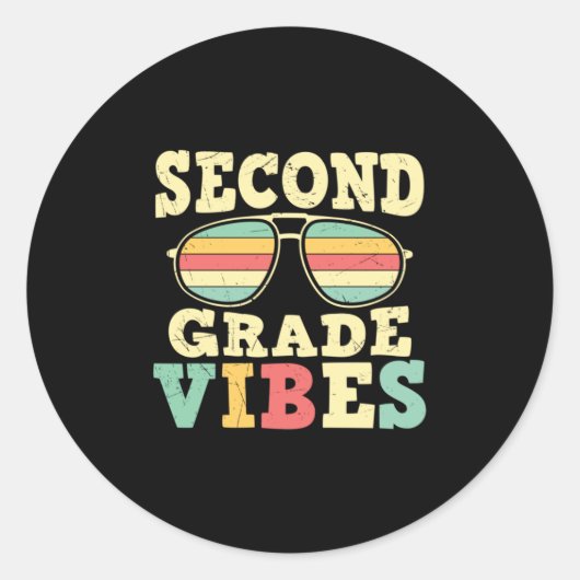 2nd Grade Teacher Second Grade Vibes Ronde Sticker (Voorkant)