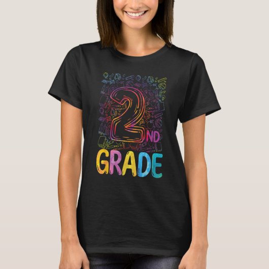 2nd Grade Tie Dye Teachers Kids Back to School 202 T-shirt (Voorkant)