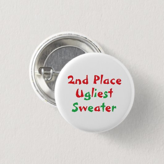 "2nd Place" Ugliest Sweater Award Button (Voorkant /achterkant)