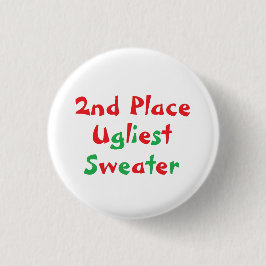 "2nd Place" Ugliest Sweater Award Button
