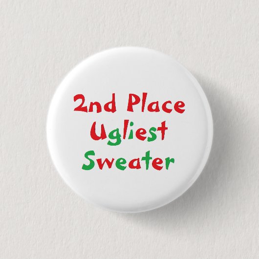 "2nd Place" Ugliest Sweater Award Button (Voorkant)