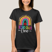 2nd Second Grade Crew Rainbow Leopard Teacher Back T-shirt (Voorkant)