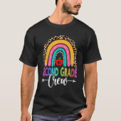 2nd Second Grade Crew Rainbow Leopard Teacher Back T-shirt (Voorkant)