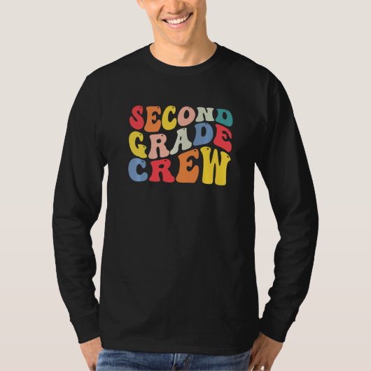 2nd Second Grade Crew Teacher Back To School Retro T-shirt (Voorkant)