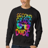 2nd Second Grade Dude Tie Dye Sunglasses Boys Back Trui (Voorkant)