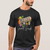 2nd Second Grade Leopard Pencil Flower Cute Teache T-shirt (Voorkant)