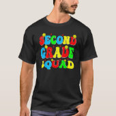 2nd Second Grade Squad Retro Groovy Teacher Back T T-shirt (Voorkant)