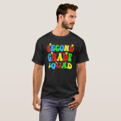 2nd Second Grade Squad Retro Groovy Teacher Back T T-shirt (Voorkant volledig)