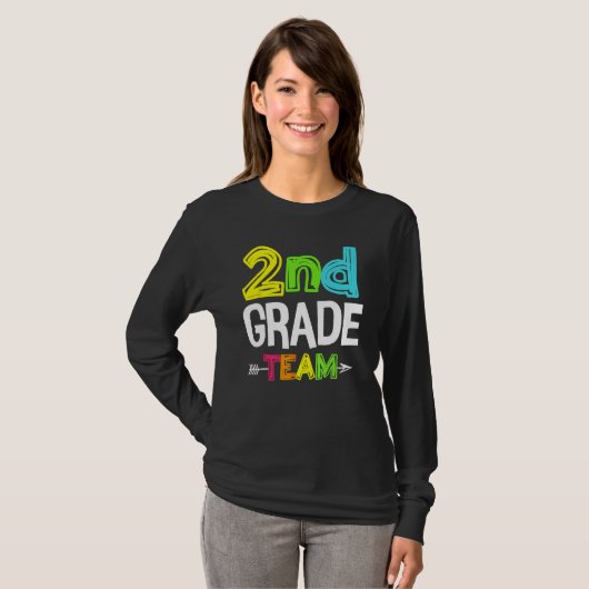 2nd Second Grade Team Teacher Student Happy Back T T-shirt (Voorkant volledig)