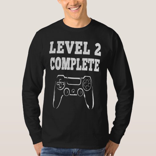 2nd Wedding Anniversary For Men Women Gamer Level  T-shirt (Voorkant)