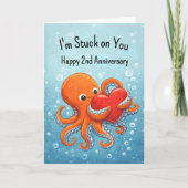 2nd wedding anniversary Octupus lover Kaart (Voorkant)