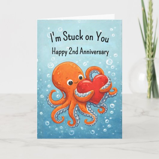 2nd wedding anniversary Octupus lover Kaart (Voorkant)
