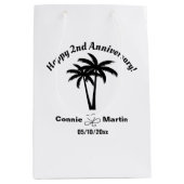 2nd Wedding Anniversary Palm Trees Medium Cadeauzakje (Voorkant)
