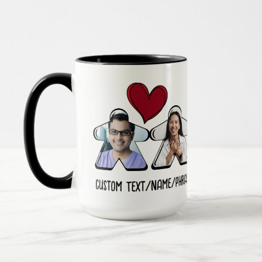 2P Aangepaste Foto Meeple Board Game Paar Mok (Links)