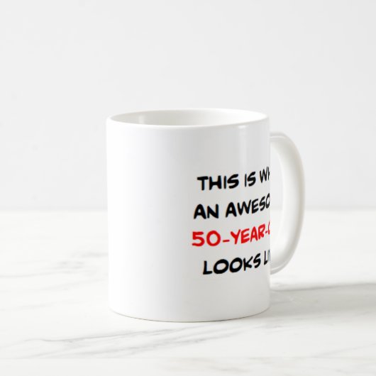 2S-50-jarige. geweldige koffie mok (Voorkant rechts)