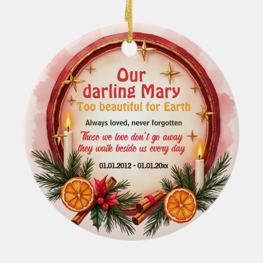2sided Memorial Christmas Warm Glow Keramisch Ornament (Achterkant)