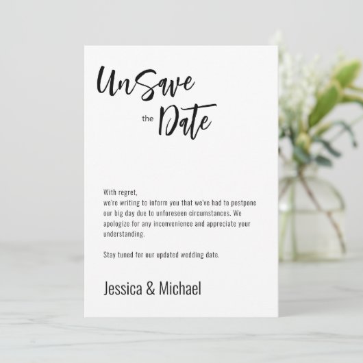 💍 2sided Minimalist Elegant UnSave the Date Save The Date (Staand voorkant)