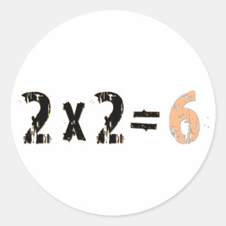 2x2=6 ronde sticker