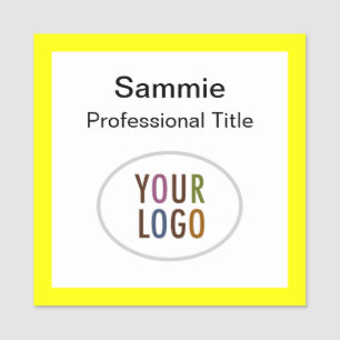 2x2 Geel Vierkant Naam Badge Logo Professional
