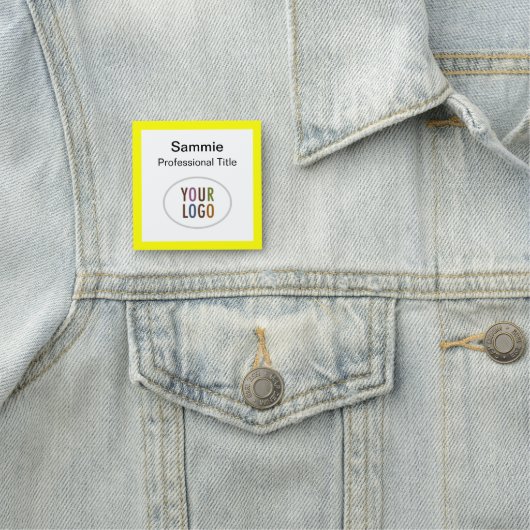 2x2 Geel Vierkant Naam Badge Logo Professional (In situ)