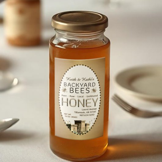 2x3 Honing Achtertuin Bijen Hives Little Bees Gold Voedselcontainer Etiket