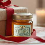 2x3" Metallic Gold 3D Framed Honey Label met Bee Voedselcontainer Etiket<br><div class="desc">Elegant honinglabel met uitgebreide rand en heraldische honingbij. Personaliseer met uw bijenteeltbedrijfsnaam,  nettogewicht,  bijenstoklocatie en contactgegevens. Honing is geschreven in een 'reliëf' gouden lettertype.  middeleeuwse afbeelding uit het Verenigd Koninkrijk van een honingbij in een metallic gouden ovaal.</div>