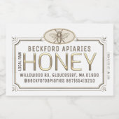 2x3" Metallic Gold 3D Framed Honey Label met Bee Voedselcontainer Etiket (Enkel label)