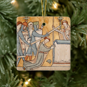 2x Een vroege marteldood van St. Thomas Becket in Keramisch Ornament