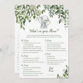 2x Games Elephant Baby shower 5x7 inch formaat Kaart