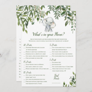 2x Games Elephant Baby shower 5x7 inch formaat Kaart