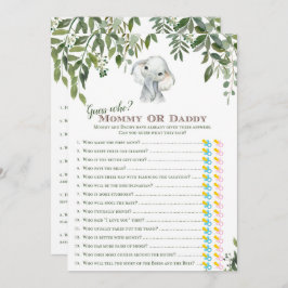 2x Games Elephant Baby shower 5x7 inch formaat Kaart