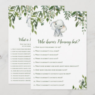 2x Games Olifant Baby Shower 5x7" Grootte Kaart