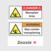 2x Waarschuwing/Gevaar Mansplaining Stickers (Vel)