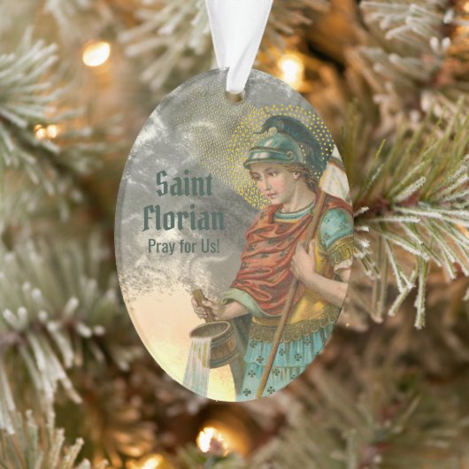 2xSt. Florian met emmer (Rook; M 019) Acryl Ornament (Boom)