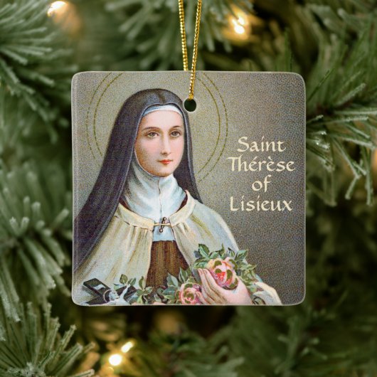 2xSt. Therese of Lisieux (BJE 01) Square Keramisch Ornament (Boom)
