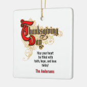 2xWoorden met rode letters Thanksgiving Dag Keramisch Ornament (Links)